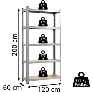 Produktbild für Schwerlastregal Karat Lokota, 5 Holzböden
