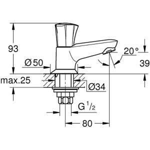 Produktbild für Waschtischarmatur GROHE Costa Standventil, 20404001, verchromt