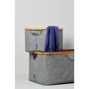 Produktbild für Wäschekorb Wenko Bahari, grau, mit 4 Griffen