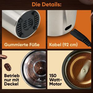 Produktbild für Kaffeemühle Clatronic KSW 3806 Inox, elektrisch