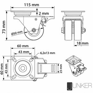 Produktbild für Möbelrolle SO-TECH 130687, mit Anschraubplatte, 4-teilig