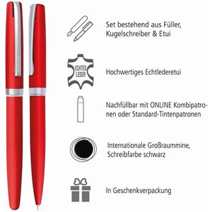 Produktbild für Schreibset Online Eleganza Satin Red, 34644, 2-teilig