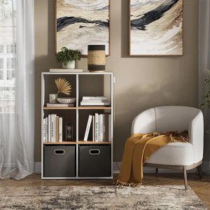 Produktbild für Bücherregal Vicco Karree, weiß / eiche