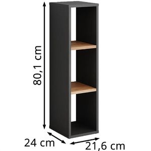 Produktbild für Bücherregal Vicco Orlando, anthrazit / eiche