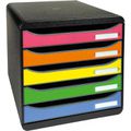 Schubladenbox Exacompta 309798D, Big Box Plus A4, Kunststoff, 5 Fächer, bunt / schwarz