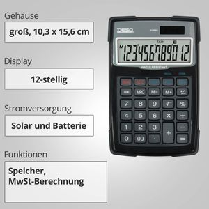Produktbild für Taschenrechner DESQ Heavy Duty Large 33000, MwSt-Berechnung