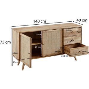Produktbild für Sideboard Wohnling WL6.159, aus Massivholz, mango