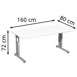 Produktbild für Schreibtisch Geramöbel Flex S-618103-WS, weiß / silber