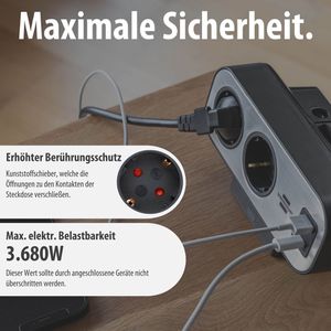 Produktbild für Tischsteckdose Brennenstuhl Estilo Duplex, mit 2m Schuko Kabel