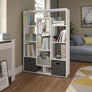 Produktbild für Bücherregal Vicco 54302, weiß, mit 2 Faltboxen