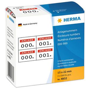 Nummernetiketten Herma 4832 Anlagenummer 15 x 22mm