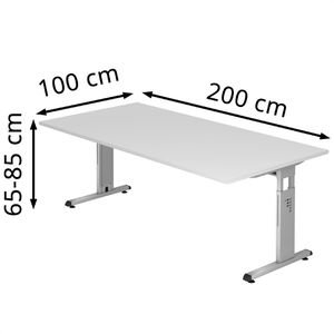 Produktbild für Schreibtisch Hammerbacher O-Serie, weiß / silber