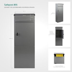 Produktbild für Briefkasten SafePost 85552 ScanPro 855, silber, aus Stahl