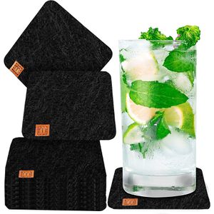 Untersetzer Miqio mit Leder Applikation, eckig