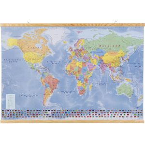 Produktbild für Weltkarte GeoMetro Deutsch inkl. Stickerbogen, mit Holzleisten