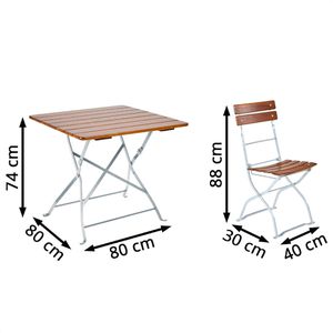 Produktbild für Bistrotisch RUKU1952 TQU80S2NU, wetterfest, eckig, 3-teilig