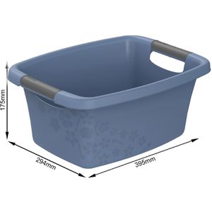 Produktbild für Wäschekorb Rotho Flowers, blau, mit Griffen