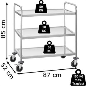 Produktbild für Servierwagen Royal-Catering RCSW-3SQ2, silber, aus Edelstahl