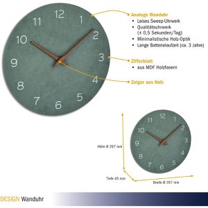 Produktbild für Wanduhr TFA 60.3054.04, Holz, analog, Quarzuhr
