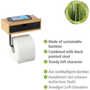 Produktbild für Toilettenpapierhalter Wenko Bambusa, braun / schwarz
