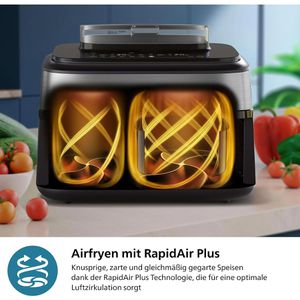 Produktbild für Heißluftfritteuse Philips Series 5000 Dual Basket, NA555/00