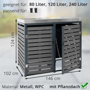 Produktbild für Mülltonnenbox Mendler HWC-K14, WPC/Metall