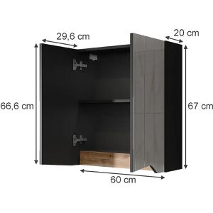Produktbild für Spiegelschrank Vicco Marelle, anthrazit / artisan eiche