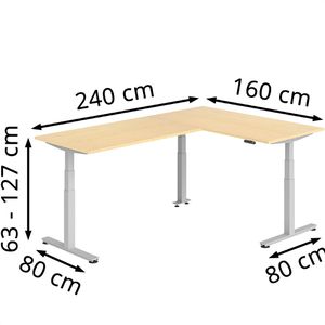 Produktbild für Schreibtisch Hammerbacher XDSMW, ahorn / silber