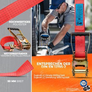 Produktbild für Spanngurt NTG rot, mit Haken &amp; Ratsche