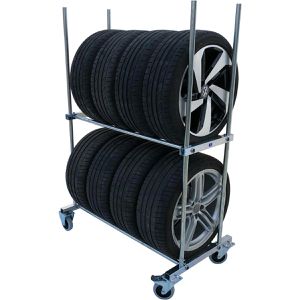 Produktbild für Reifenwagen Bertele Basic, aus Metall, silber, für 8 Reifen