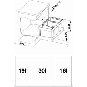 Produktbild für Einbaumülleimer BLANCO Flexon II Low 80/3, 525221