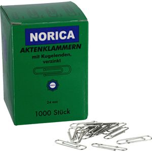 Norica 2210 Briefklammern mit Kugelenden 1000 Stück 24 mm verzinkt 
