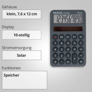 Produktbild für Taschenrechner Maul ECO MD 1, Recycling, grau