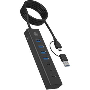USB-Hub ICY-BOX IB-HUB1737-C3, schwarz, mit Metallgehäuse