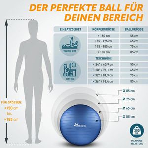 Produktbild für Gymnastikball Tresko Anti-Burst, mit Luftpumpe