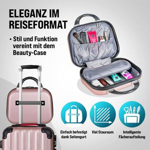 Produktbild für Koffer Monzana rose, 4-teilig + Zubehör