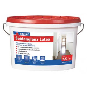 Baufan Wandfarbe Seidenglanz Latex, weiß, Latexfarbe, seidenglänzend, 2,5 Liter