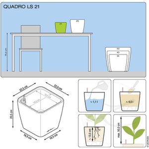 Produktbild für Übertopf Lechuza QUADRO LS 21, rot hochglanz, 23 x 21 x 23 cm