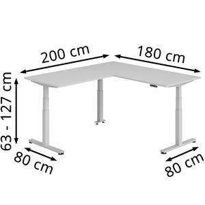 Produktbild für Schreibtisch Hammerbacher XDSMW, lichtgrau / silber