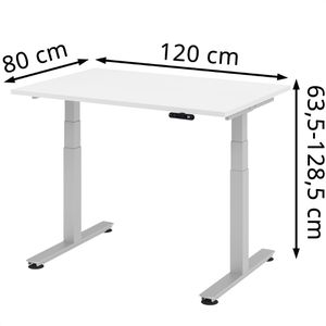 Produktbild für Schreibtisch Hammerbacher XDSM 12, weiß / silber
