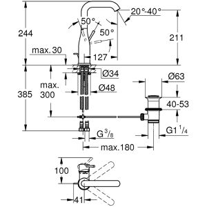 Produktbild für Waschtischarmatur GROHE Essence L-Size 32628DC1, supersteel