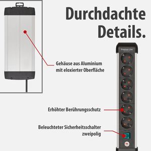 Produktbild für Steckdosenleiste Brennenstuhl Premium-Alu-Line, 3m
