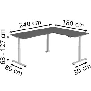 Produktbild für Schreibtisch Hammerbacher XDSMW, graphit / silber