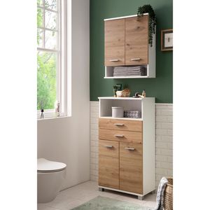 Produktbild für Bad-Hängeschrank Schildmeyer Palermo 157640, eiche / weiß