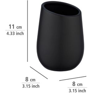 Produktbild für Zahnputzbecher Wenko Badi, schwarz, aus Keramik