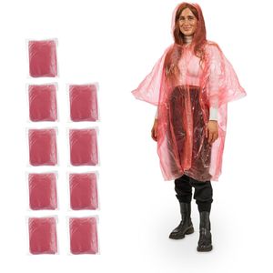 Regenponcho Relaxdays Länge 95 cm, Einweg, 10 Stück