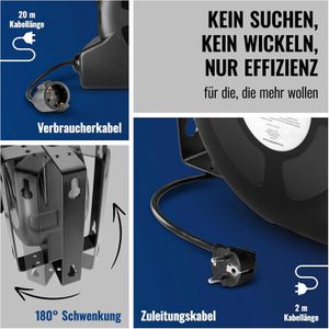 Produktbild für Kabeltrommel Poppstar mit Aufrollautomatik, für innen