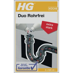 HG Rohrreiniger Duo Rohrfrei, 2-Komponenten, für hartnäckigste Verstopfungen, 2 x 500ml