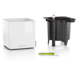 Produktbild für Übertopf Lechuza CUBE Glossy 16, weiß hochglanz, 17x16x17 cm