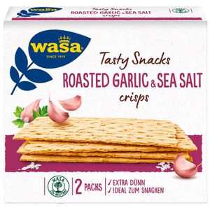 Wasa Knäckebrot Tasty Snacks Crisps, Roasted Garlic und Sea Salt, 190g